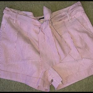 Lauren James Red Seersucker Bow Shorts Size XL